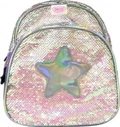 Ghiozdan DACO cu Paiete pentru Gradinita Model Stea Dimensiuni 29x24x10 cm Bretele cu Burete Reglabile si Doua Buzunare Laterale cu Plasa 