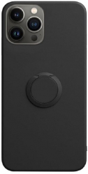 Husa compatibila cu iPhone 12 Pro Max silicon inel rotativ pentru prindere magnetica interior din catifea Negru 
