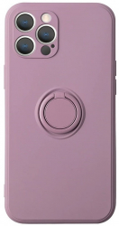 Husa compatibila cu iPhone 12 Pro silicon inel rotativ pentru prindere magnetica interior din catifea Mov 