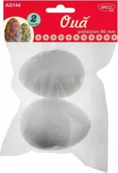 Oua din Polistiren DACO 80 mm 2 Buc/Set Culoare Albe Oua de Pictat Oua de Paste din Polistiren Oua de Paste de Pictat 