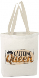 Sacosa Tote Bag Personalizata din Bumbac Canvas cu fermoar - Caffeine Queen 