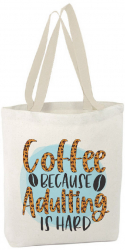 Sacosa Tote Bag Personalizata din Bumbac Canvas cu fermoar - Coffee Adulting 
