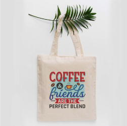 Sacosa Tote Bag Personalizata din Bumbac Canvas cu fermoar - Coffee and Friends 