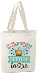 Sacosa Tote Bag Personalizata din Bumbac Canvas cu fermoar - Coffee before Talk 