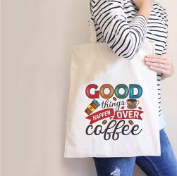 Sacosa Tote Bag Personalizata din Bumbac Canvas cu fermoar - Good things Coffee 