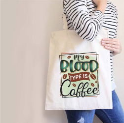 Sacosa Tote Bag Personalizata din Bumbac Canvas cu fermoar - My Blood Type 