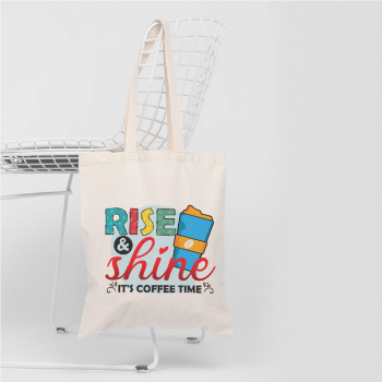 Sacosa Tote Bag Personalizata din Bumbac Canvas cu fermoar - Rise and Shine 