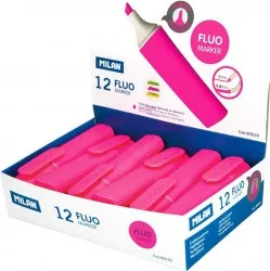 Set 12 Markere Evidentiatoare Pastel Milan Varf de 2-5 mm Roz Marker Evidentiator Markere Marker Roz Markere Roz 