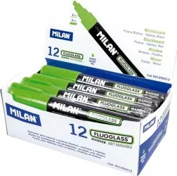 Set 12 Markere Sticla Milan Fluoglass Varf de 2-4 mm Verzi Marker Verde Markere Markere Verzi Markere pentru Sticla Marker Milan 
