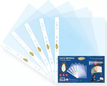 Set Folii Cristal de Protectie Documente DACO Imperial 50 Buc A4 Margine Multiperforata pentru Arhivare