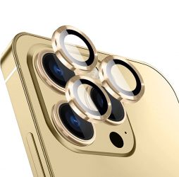 Sticla de protectie camere cu cadru din aluminiu pentru iPhone 13 Pro Auriu 
