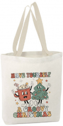 Sacosa Tote Bag Personalizata din Bumbac Canvas - Christmas Groovy 