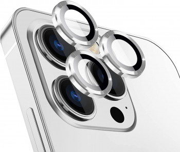 Sticla de protectie camere cu cadru din aluminiu pentru iPhone 12 Pro Max Argintiu 
