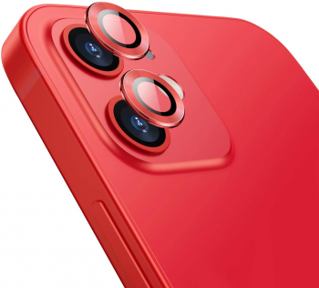 Sticla de protectie camere cu cadru din aluminiu pentru iPhone 12 Pro Max Rosu 