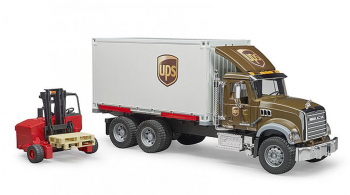 Camion UPS Mack Granite cu stivuitor Bruder 