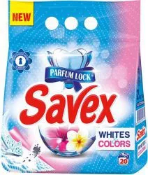 Detergent Pudra Automat de Rufe SAVEX 2 in 1 Whites and Colors Cantitate 2 Kg 20 Spalari Parfum Floral 