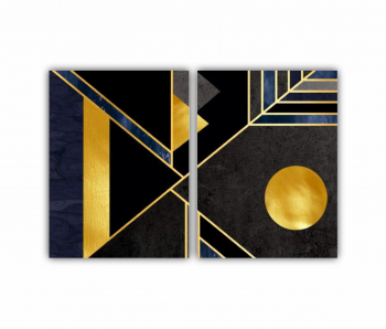 Set 2 Tablouri Multicanvas 3d illustration - Golden lines 0149 120X80 cm 