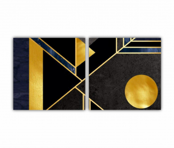 Set 2 Tablouri Multicanvas 3d illustration - Golden lines 0149 160X80 cm