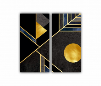 Set 2 Tablouri Multicanvas 3d illustration - Golden lines 0149 80X80 cm 