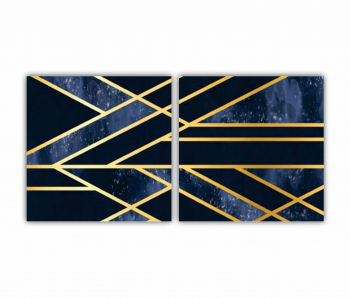 Set 2 Tablouri Multicanvas 3d illustration - Golden lines 2 0167 160X80 cm 