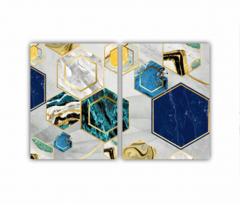 Set 2 Tablouri Multicanvas 3d illustration - Golden lines 3 0168 120X80 cm 