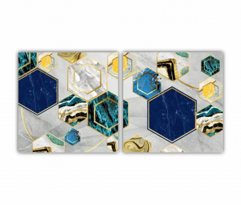 Set 2 Tablouri Multicanvas 3d illustration - Golden lines 3 0168 160X80 cm 