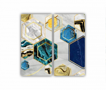 Set 2 Tablouri Multicanvas 3d illustration - Golden lines 3 0168 80X80 cm 