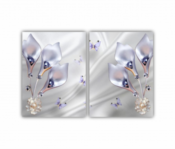 Set 2 Tablouri Multicanvas 3D illustration of beautiful flowers 0770 120X80 cm 