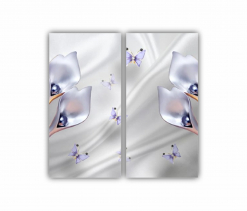 Set 2 Tablouri Multicanvas 3D illustration of beautiful flowers 0770 80X80 cm