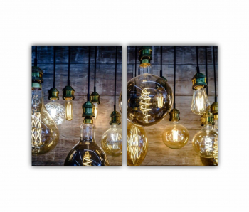 Set 2 Tablouri Multicanvas Becuri de iluminat vintage 0425 120X80 cm 