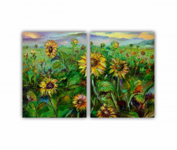 Set 2 Tablouri Multicanvas Camp de floarea soarelui 1 0071 180X120 cm 