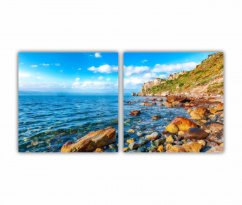 Set 2 Tablouri Multicanvas Cape Milazzo Insula Sicilia Italia 0003 160X80 cm 