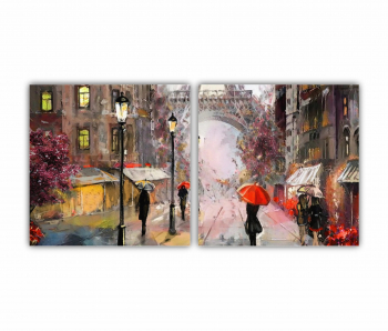 Set 2 Tablouri Multicanvas Eiffel Tower 0424 160X80 cm