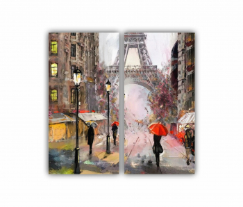 Set 2 Tablouri Multicanvas Eiffel Tower 0424 80X80 cm 