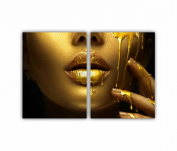 Set 2 Tablouri Multicanvas Femei in machiaj auriu 0555 120X80 cm 