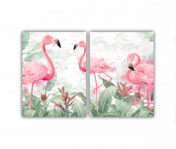 Set 2 Tablouri Multicanvas Flamingo roz 0399 180X120 cm