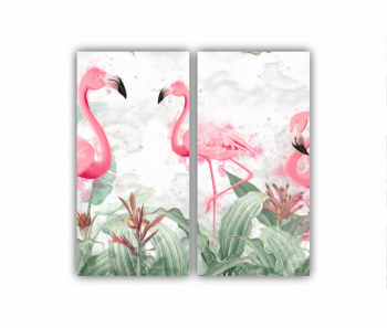 Set 2 Tablouri Multicanvas Flamingo roz 0399 80X80 cm 