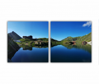 Set 2 Tablouri Multicanvas Frumos lac vulcanic Balea la mare altitudine - pe muntii Fagaras - Romania 0681 160X80 cm