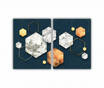 Set 2 Tablouri Multicanvas Geometric colorat - Arta moderna si digitala 2 0765 120X80 cm