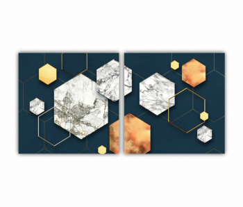 Set 2 Tablouri Multicanvas Geometric colorat - Arta moderna si digitala 2 0765 160X80 cm 