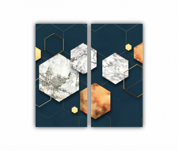 Set 2 Tablouri Multicanvas Geometric colorat - Arta moderna si digitala 2 0765 80X80 cm 