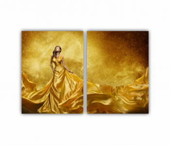 Set 2 Tablouri Multicanvas GOLD FASHION Rochie Aurie 0578 120X80 cm 