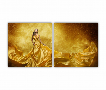 Set 2 Tablouri Multicanvas GOLD FASHION Rochie Aurie 0578 160X80 cm 