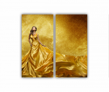 Set 2 Tablouri Multicanvas GOLD FASHION Rochie Aurie 0578 80X80 cm 