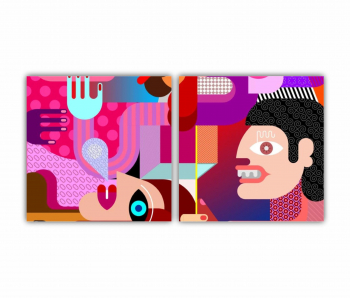 Set 2 Tablouri Multicanvas ilistratia vector 01 0203 160X80 cm 