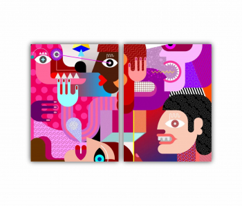 Set 2 Tablouri Multicanvas ilistratia vector 01 0203 180X120 cm 