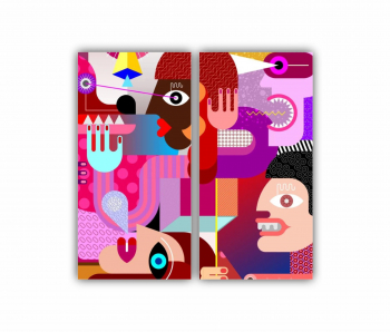 Set 2 Tablouri Multicanvas ilistratia vector 01 0203 80X80 cm 