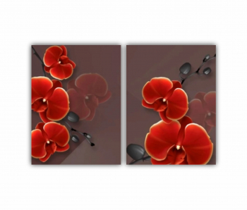 Set 2 Tablouri Multicanvas Ilustratie geometrica 3D si floare rosie stralucitoare 0697 120X80 cm 