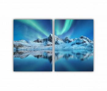 Set 2 Tablouri Multicanvas Lumina nordica in Islanda 2 0060 180X120 cm 