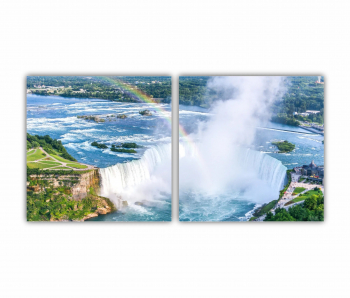 Set 2 Tablouri Multicanvas Niagara Falls vedere aeriana - Canadian Falls - Canada 0782 160X80 cm